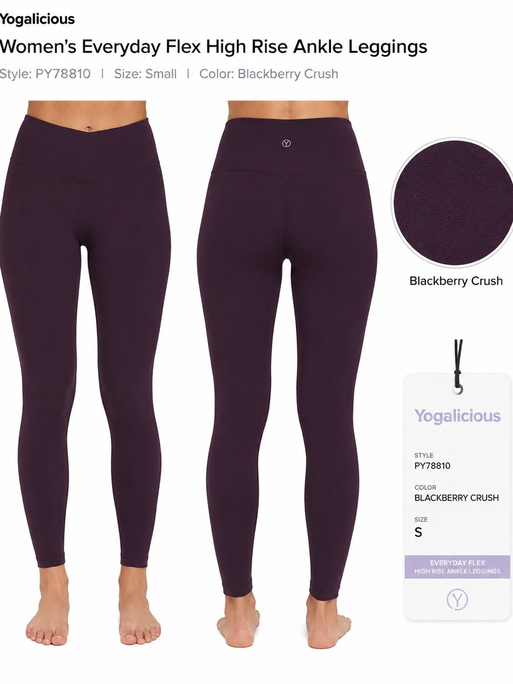 Yogalicious leggings in a size small style PY78810 in the color Blackberry Crush
